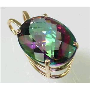 P004, Mystic Fire Topaz 14k Gold Pendant
