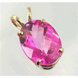 P004, Pure Pink Topaz 14k Gold Pendant