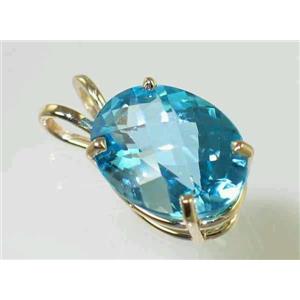 P004, Swiss Blue Topaz 14k Gold Pendant