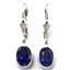 925 Sterling Silver Leverback Earrings, Created Blue Sapphire, SE001