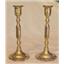 Pair of 7 1/2" Brass Candle Holders Octagon Base