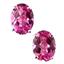 925 Sterling Silver Post Earrings, Created Pink Sapphire, SE002