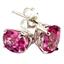 925 Sterling Silver Post Earrings, Created Pink Sapphire, SE002