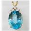 P016, Swiss Blue Topaz, 14K Gold Pendant