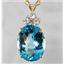P016, Swiss Blue Topaz, 14K Gold Pendant