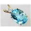P018, Swiss Blue Topaz 14k Gold Pendant