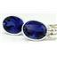 925 Sterling Silver Leverback Earrings, Created Blue Sapphire, SE001
