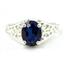 Sterling Silver Ladies Ring, Created Blue Sapphire, SR005