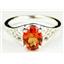 Sterling Silver Ladies Ring, Created Padparadscha Sapphire, SR005