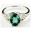 Sterling Silver Ladies Ring, Russian Nanocrystal Emerald, SR005