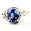Sterling Silver Ladies Ring, Created Blue Sapphire, SR021