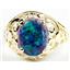 10K, 14K or 18K Gold Ladies Ring, Created Blue/Green Opal, R004