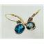 14k Gold Leverback Earrings, London Blue Topaz, E001