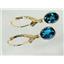 14k Gold Leverback Earrings, London Blue Topaz, E001