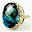 10K, 14K or 18K Gold Ladies Ring, London Blue Topaz, R068