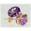14k Gold Post Earrings, Amethyst, E002