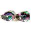 14k Gold Leverback Earrings, Mystic Fire Topaz, E327