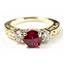 10K, 14K or 18K Gold Ladies Ring, Created Ruby w/ Accents, R254