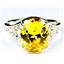 SR057, Golden Yellow CZ, 925 Sterling Silver Ring