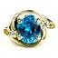 10K, 14K or 18K Gold Ladies Ring, Swiss Blue CZ, R021
