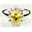 SR235, Golden Yellow CZ, 925 Sterling Silver Ring