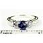925 Sterling Silver Engagement Ring, Created Blue Sapphire w/ Accents, SR254