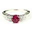 925 Sterling Silver Engagement Ring, Created Ruby w/ Accents, SR254
