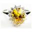 SR283, Golden Yellow CZ, 925S Sterling Silver Ring