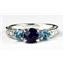 925 Sterling Silver Ring, Created Blue Sapphire, Swiss Blue Topaz Accents, SR254