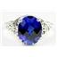 SR057, Created Blue Sapphire, 925 Sterling Silver Ring