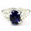 SR305, Created Blue Sapphire, 925 Sterling Silver Ring