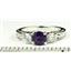 925 Sterling Silver Engagement Ring, Amethyst w/ Accents, SR254
