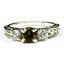 925 Sterling Silver Engagement Ring, Smoky Quartz w/ Accents, SR254