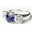 SR255, Created Blue Sapphire w/ Accents, Sterling Silver Ring
