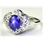 925 Sterling Silver Ladies Ring, Natural Blue Star Sapphire, SR125