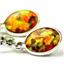 925 Sterling Silver Leverback Earrings, Created Red/Brown Opal, SE001