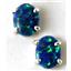 925 Sterling Silver Post Earrings, Created Blue/Green Opal, SE002C