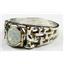 925 Sterling Silver Men's Nugget Ring, Created White Opal, SR197