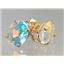 14k Gold Post Earrings, Mercury Mist Topaz, E002