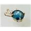 P022, London Blue Topaz 14K Gold Pendant w/accent