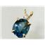 P022, London Blue Topaz 14K Gold Pendant w/accent