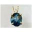 P022, London Blue Topaz 14K Gold Pendant w/accent