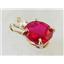 P022, Created Ruby 14K Gold Pendant w/accent
