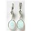925 Sterling Silver Leverback Earrings, Created White Opal, SE101