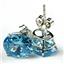 925 Sterling Silver Post Earrings, Swiss Blue CZ, SE102