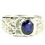 925 Sterling Silver Men's Nugget Ring, Created Blue Sapphire, SR197