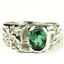 925 Sterling Silver Men's Nugget Ring, Russian Nanocrystal Emerald, SR197