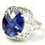 Sterling Silver Ladies Ring, Created Blue Sapphire, SR009