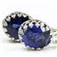 Sterling Silver Crown Bezel Leverback Earrings, Created Blue Sapphire, SE109
