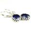 Sterling Silver Crown Bezel Leverback Earrings, Created Blue Sapphire, SE109